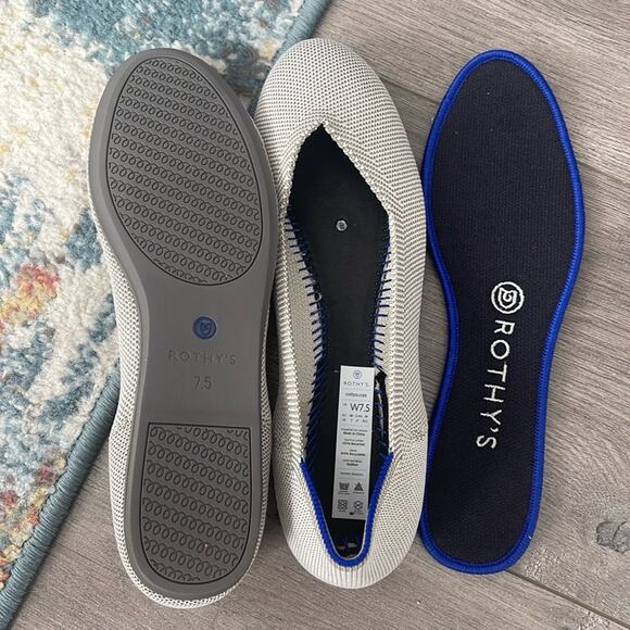 Rothy’s round toe size 7.5 light gray woman’s flat shoes - Picture 6 of 12